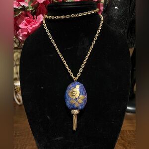 Vintage Pomander Necklace, Lord Nelson Pottery, Ceramic Scent Pendant